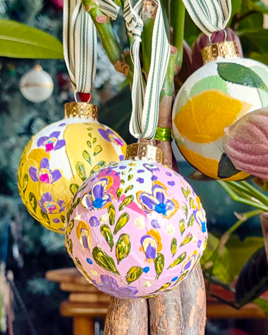 Painted Glass Bauble Ornaments, Multiple Styles