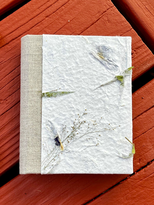 Hardback Book with Floral Inserts Mulberry Paper Blank Inside