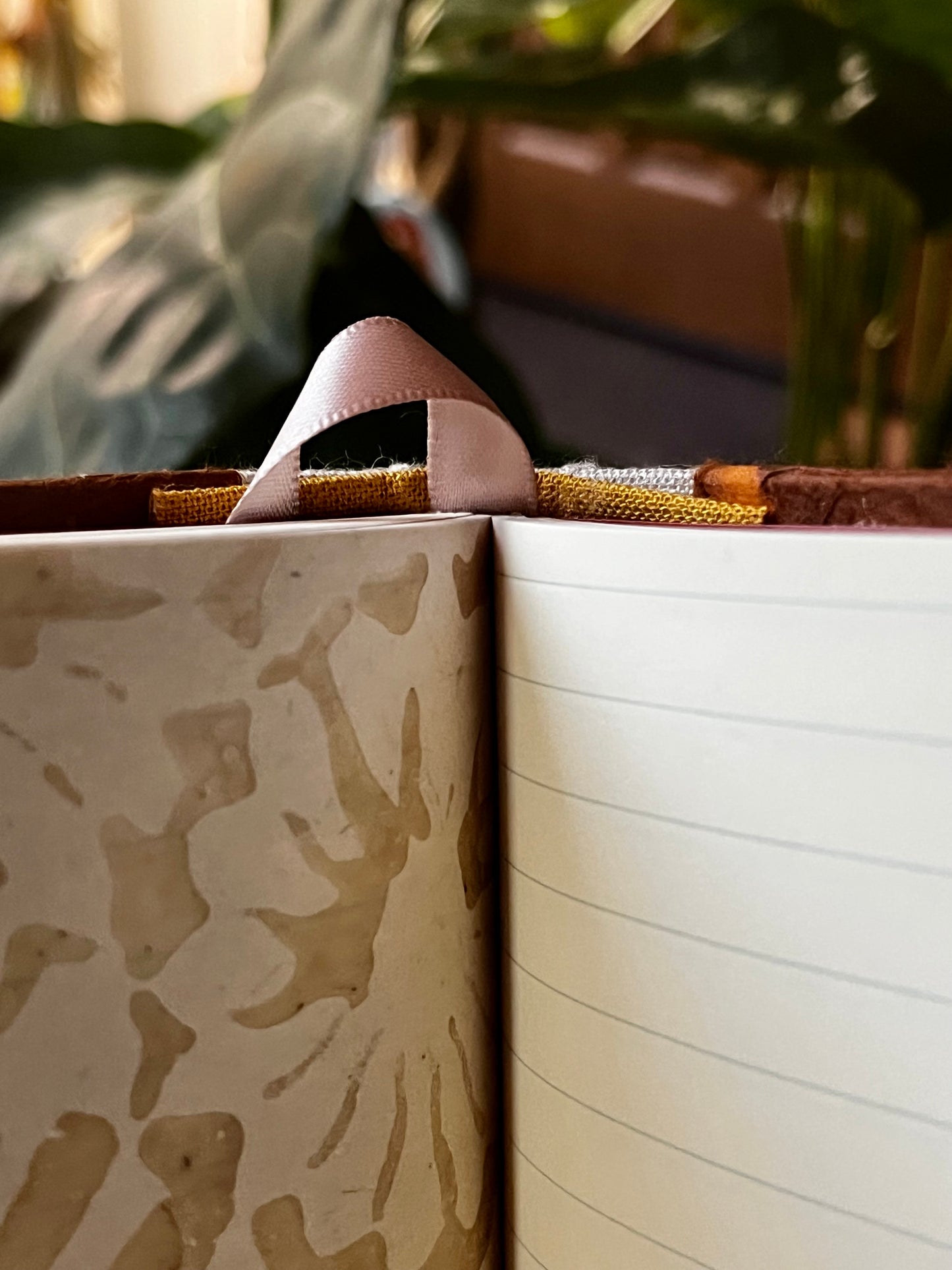 Lined Hardback Journal with Orange Leaf Relief Cover