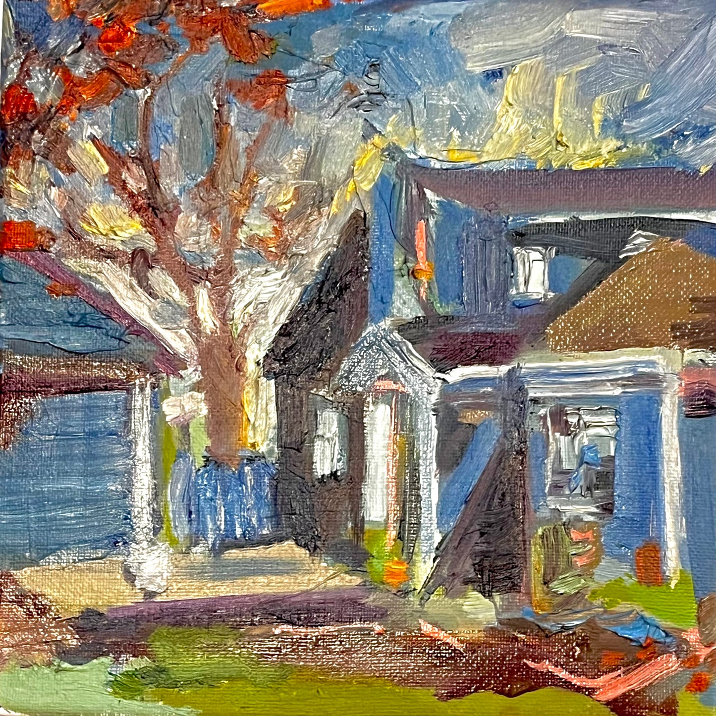 Original Oil Painting, Blue House